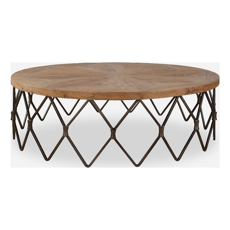 Uttermost Chain Reaction Reclaimed Wood Top with Chain Link Base in Aged Iron