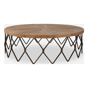 Uttermost Chain Reaction Reclaimed Wood Top with Chain Link Base in Aged Iron