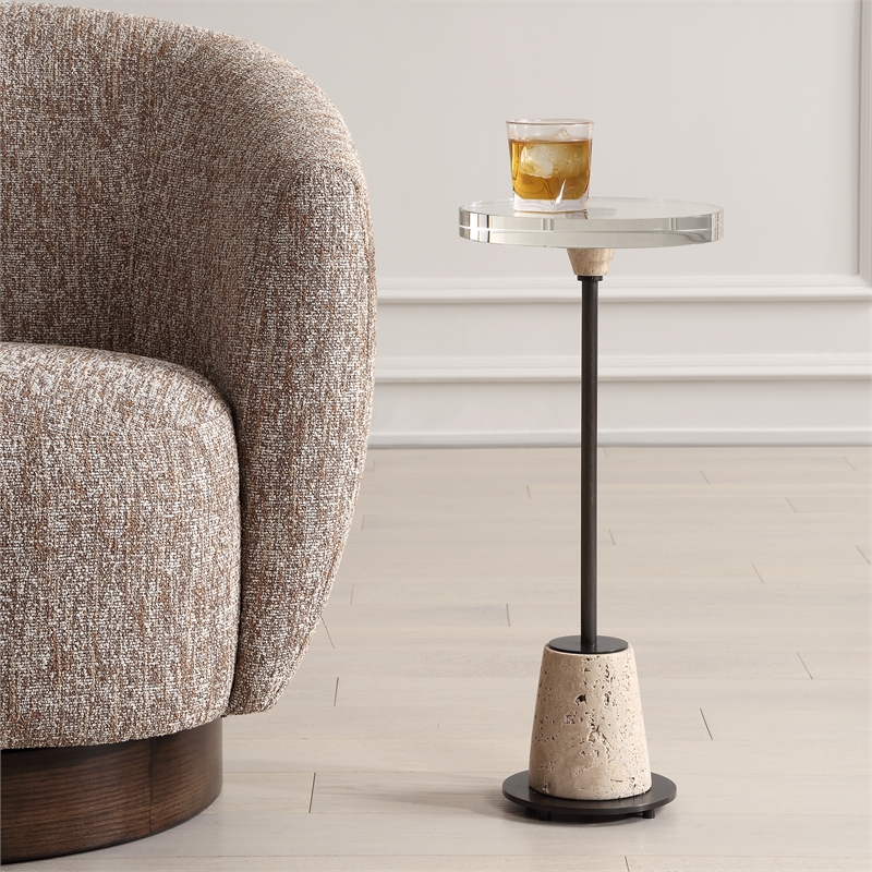 Uttermost Arthur Crystal Drink Table in Tan