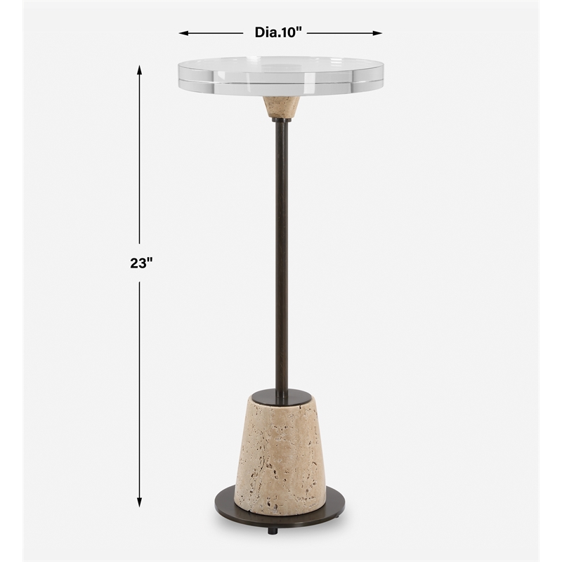 Uttermost Arthur Crystal Drink Table in Tan