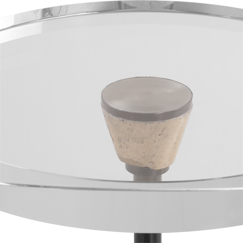 Uttermost Arthur Crystal Drink Table in Tan