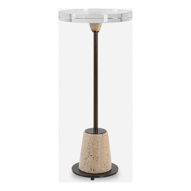 Uttermost Arthur Crystal Drink Table in Tan