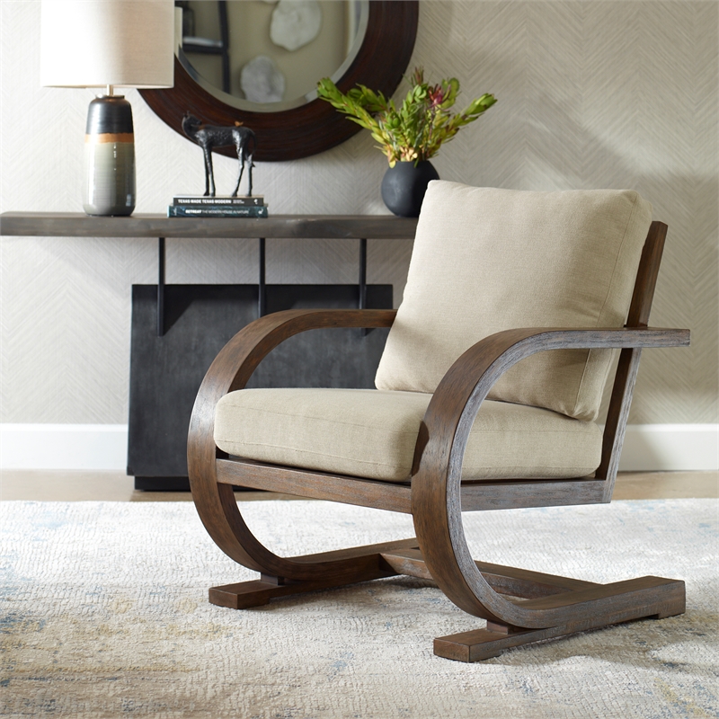 Uttermost Bedrich Wooden Accent Chair in Pecan