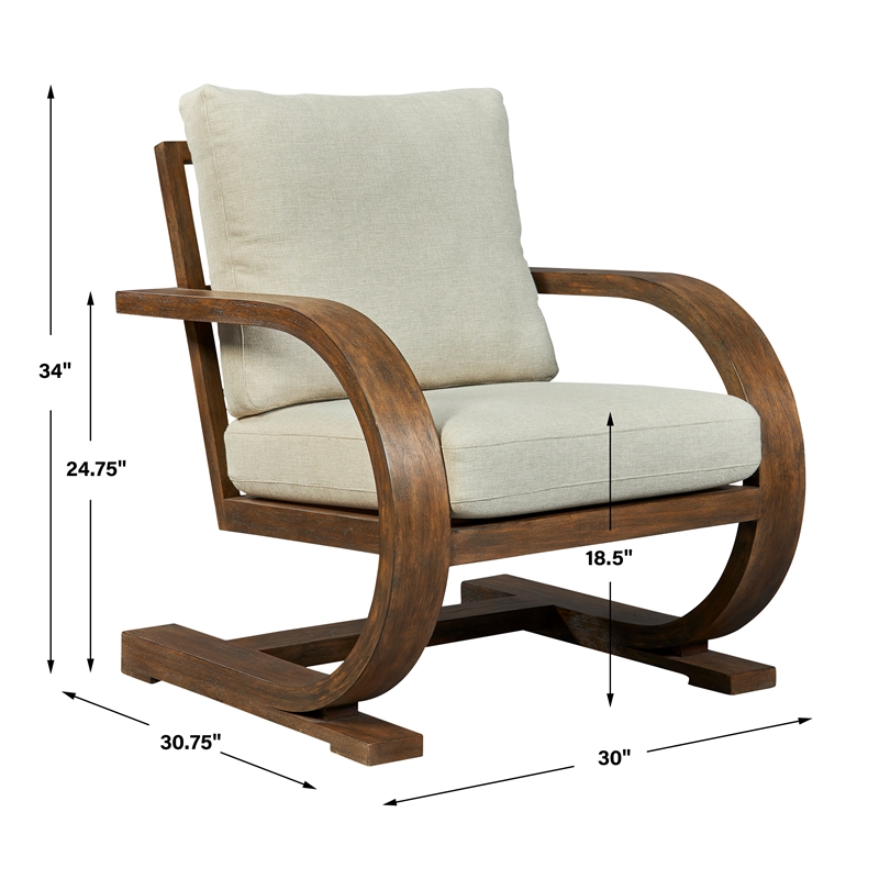 Uttermost Bedrich Wooden Accent Chair in Pecan