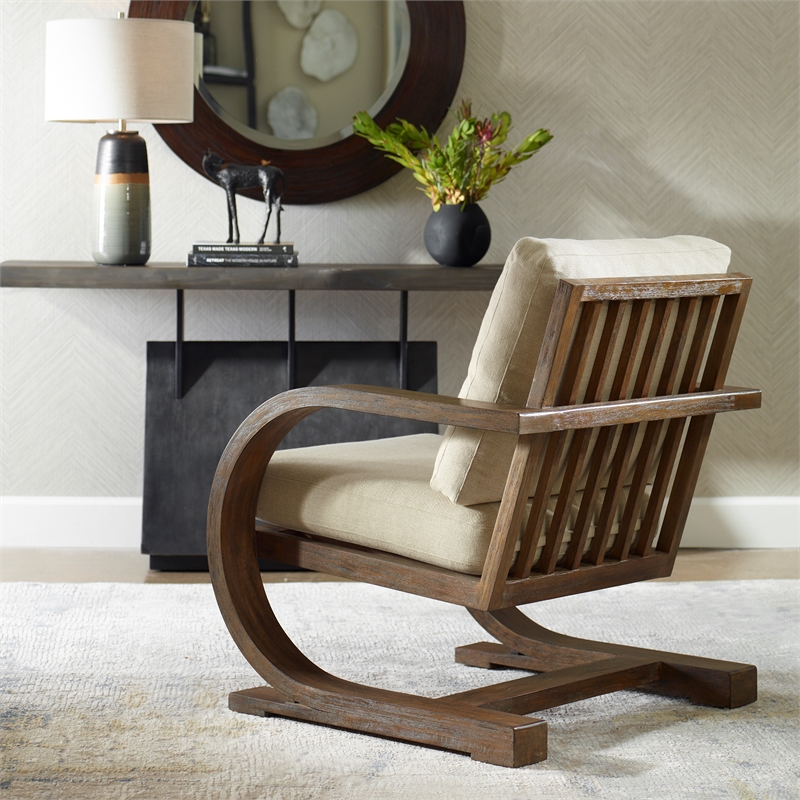 Uttermost Bedrich Wooden Accent Chair in Pecan