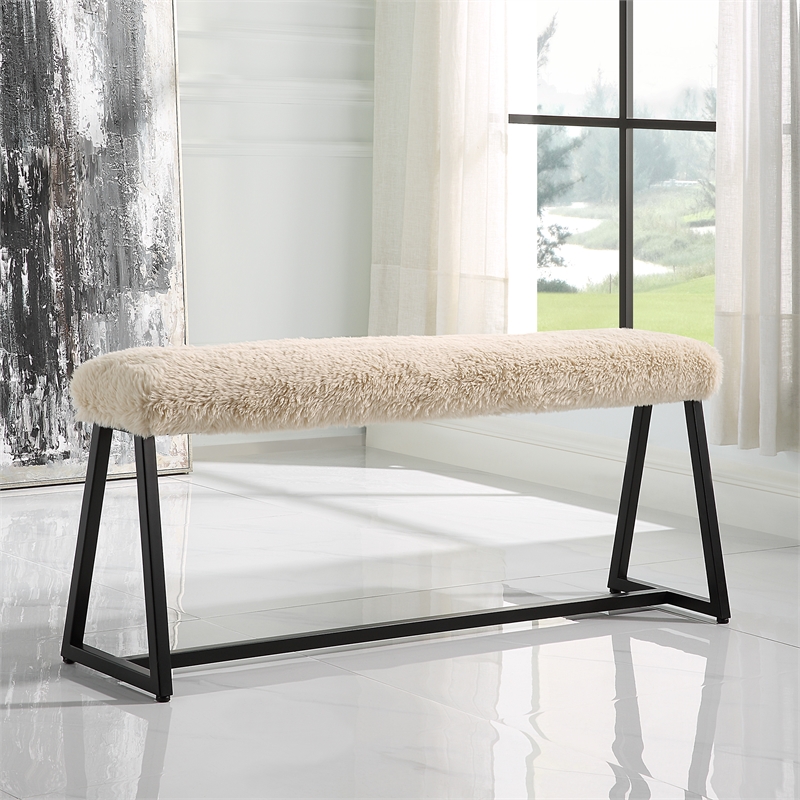 Uttermost Taupo Sheepskin Bench in Cream