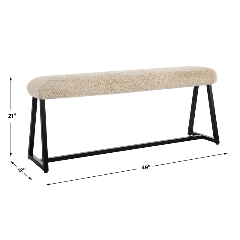 Uttermost Taupo Sheepskin Bench in Cream
