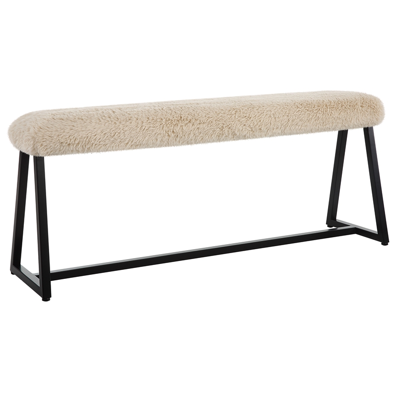 Uttermost Taupo Sheepskin Bench in Cream