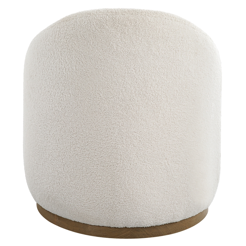 Uttermost Swirl Swivel Sheepskin Ottoman in Off White