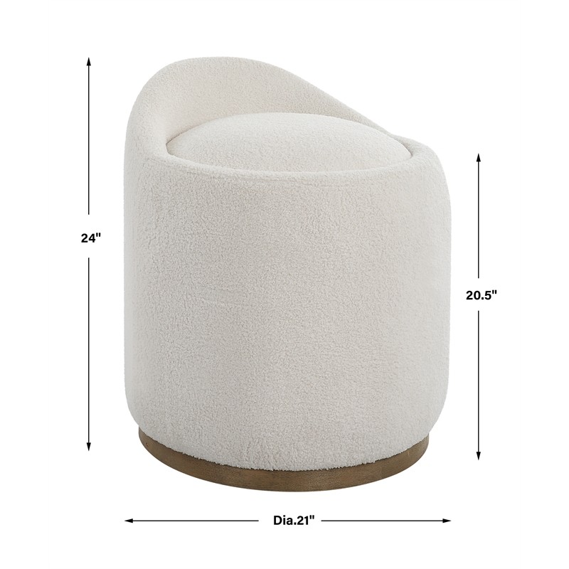 Uttermost Swirl Swivel Sheepskin Ottoman in Off White