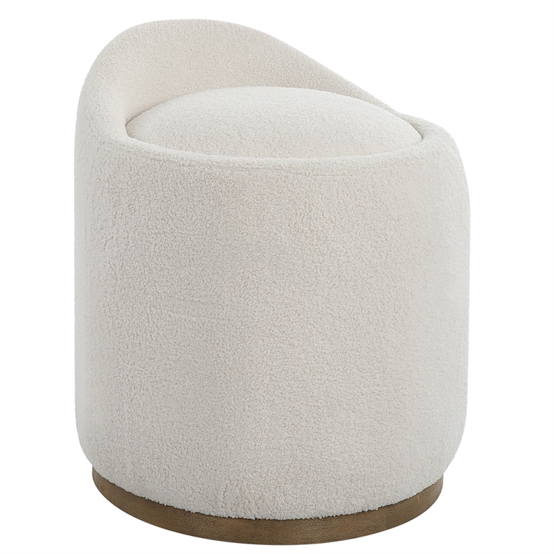 Uttermost Swirl Swivel Sheepskin Ottoman in Off White