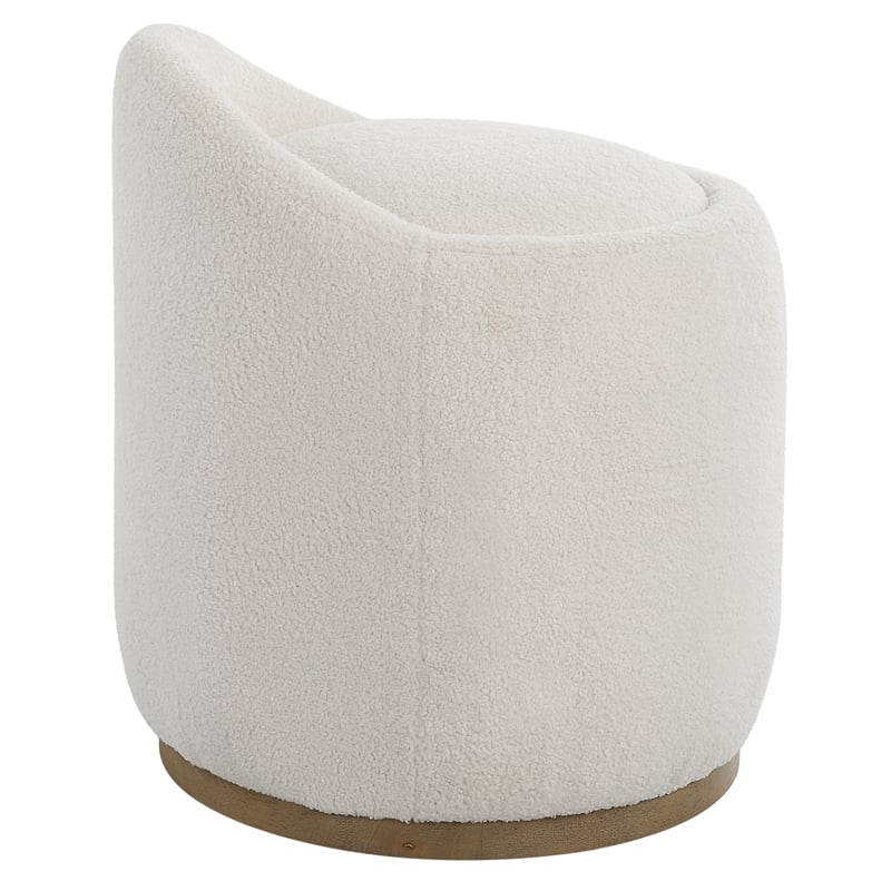Uttermost Swirl Swivel Sheepskin Ottoman in Off White