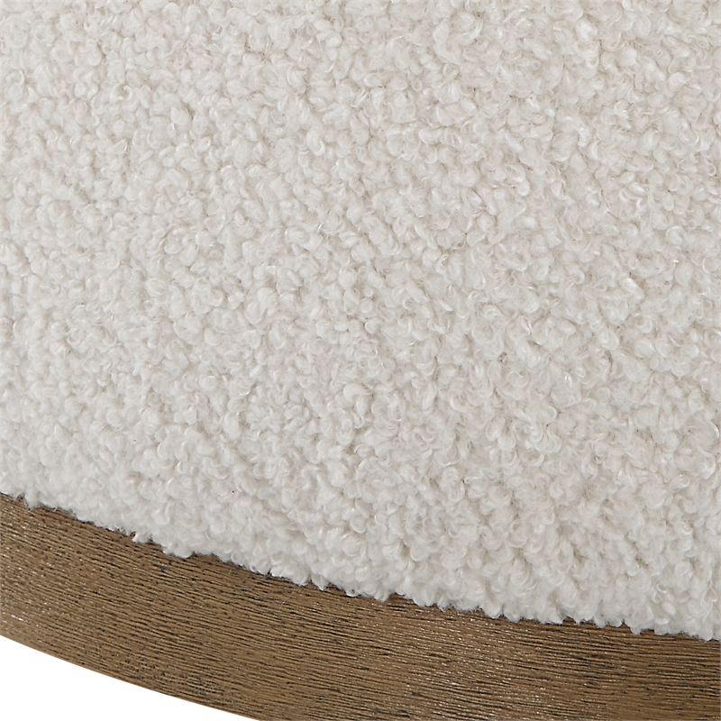 Uttermost Swirl Swivel Sheepskin Ottoman in Off White