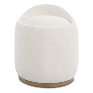 Uttermost Swirl Swivel Sheepskin Ottoman in Off White