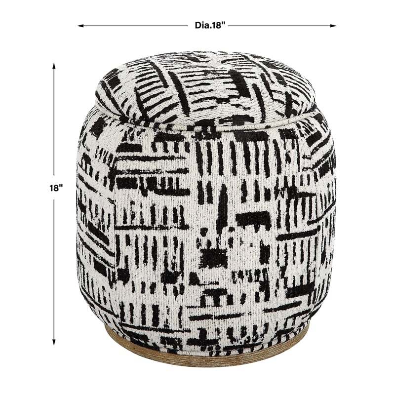 Uttermost Dialogue Poof Ottoman in Black