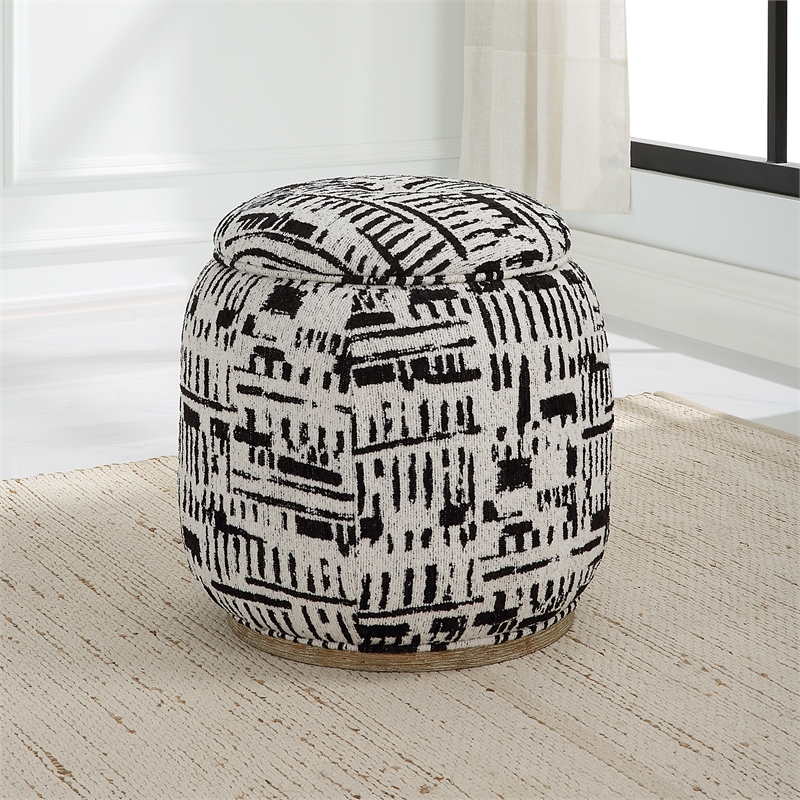 Uttermost Dialogue Poof Ottoman in Black