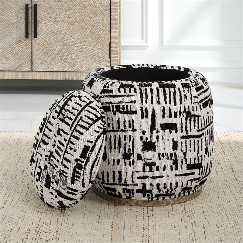 Uttermost Dialogue Poof Ottoman in Black