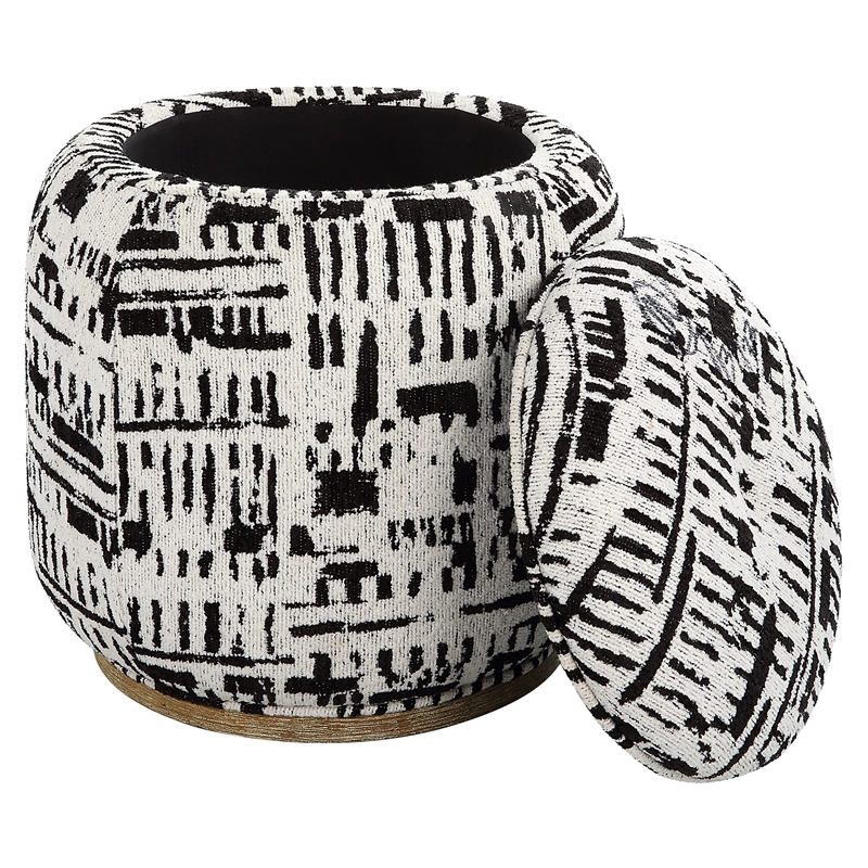 Uttermost Dialogue Poof Ottoman in Black
