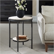 Uttermost Dauntless Travertine Side Table in Matte Black