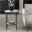 Uttermost Dauntless Travertine Side Table in Matte Black