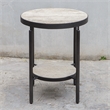 Uttermost Dauntless Travertine Side Table in Matte Black