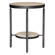 Uttermost Dauntless Travertine Side Table in Matte Black