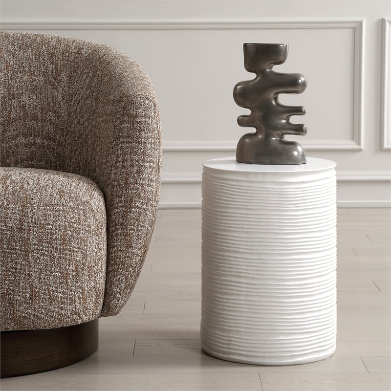 Uttermost Borderline White Drum Table