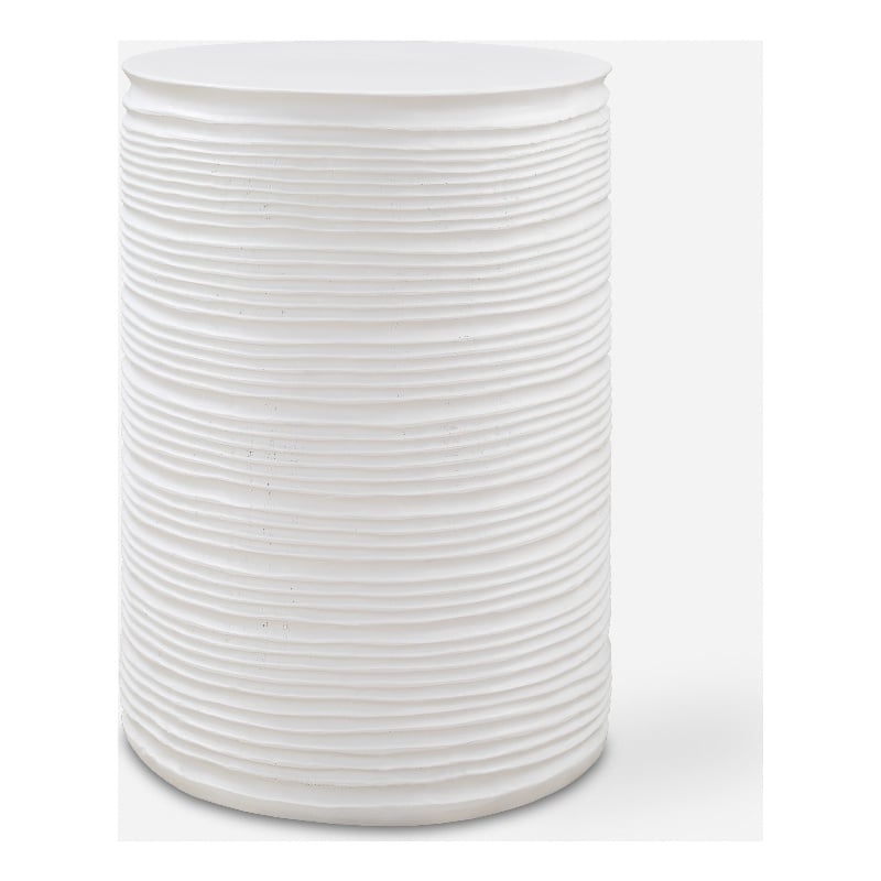 Uttermost Borderline White Drum Table