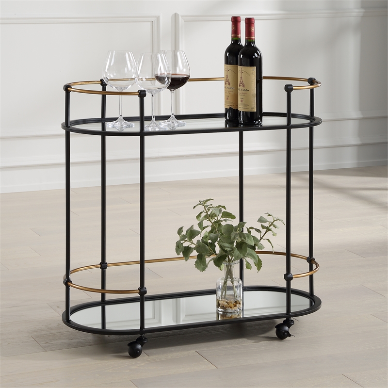 Uttermost Andre Iron Bar Cart in Black