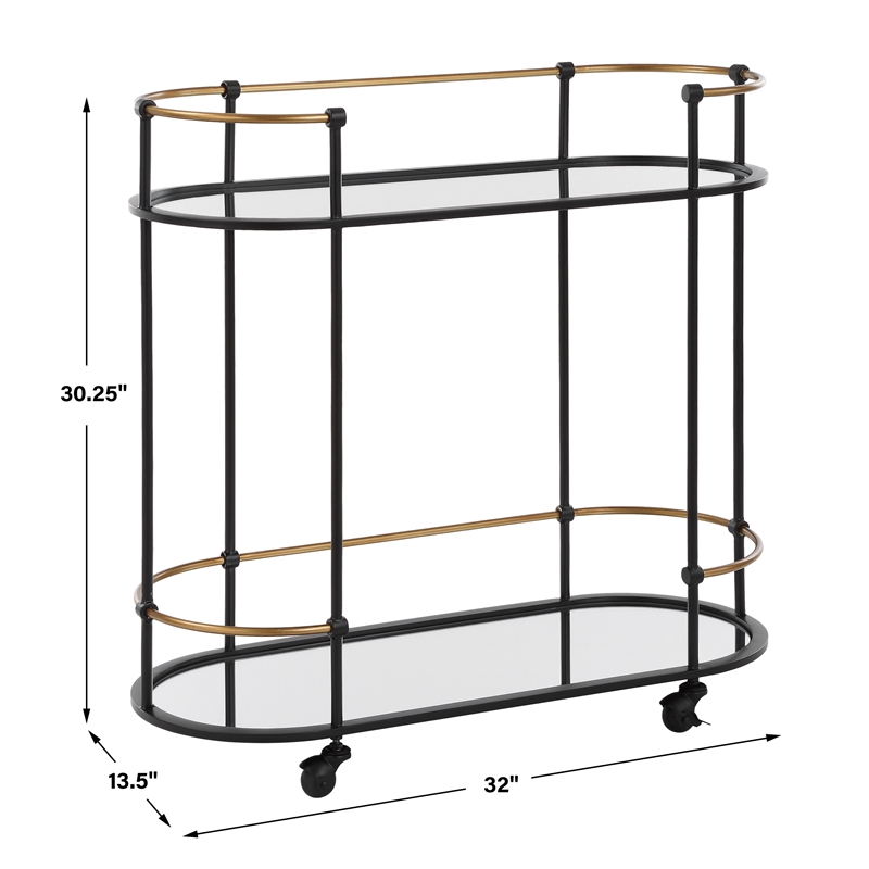 Uttermost Andre Iron Bar Cart in Black