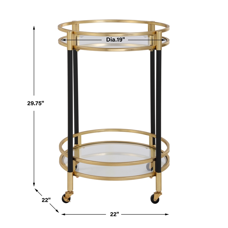 Uttermost Dolly Round Bar Cart in Matte Black