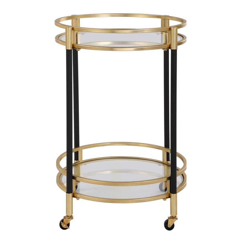 Uttermost Dolly Round Bar Cart in Matte Black