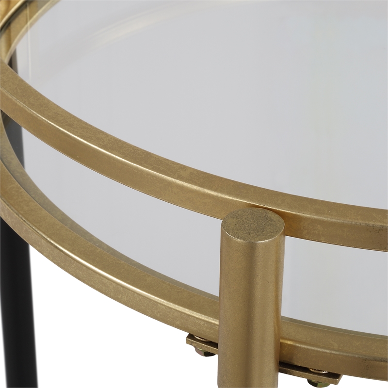Uttermost Dolly Round Bar Cart in Matte Black