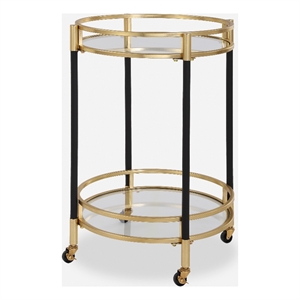 Uttermost Dolly Round Bar Cart in Matte Black
