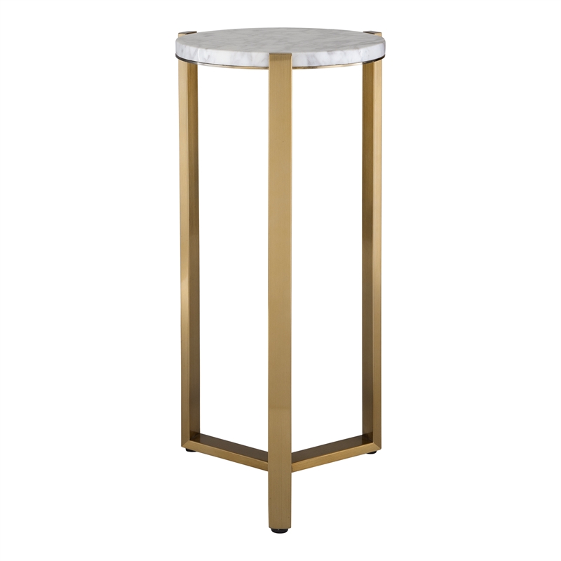Uttermost Pietra Carrara Marble Drink Table in Antique Brass