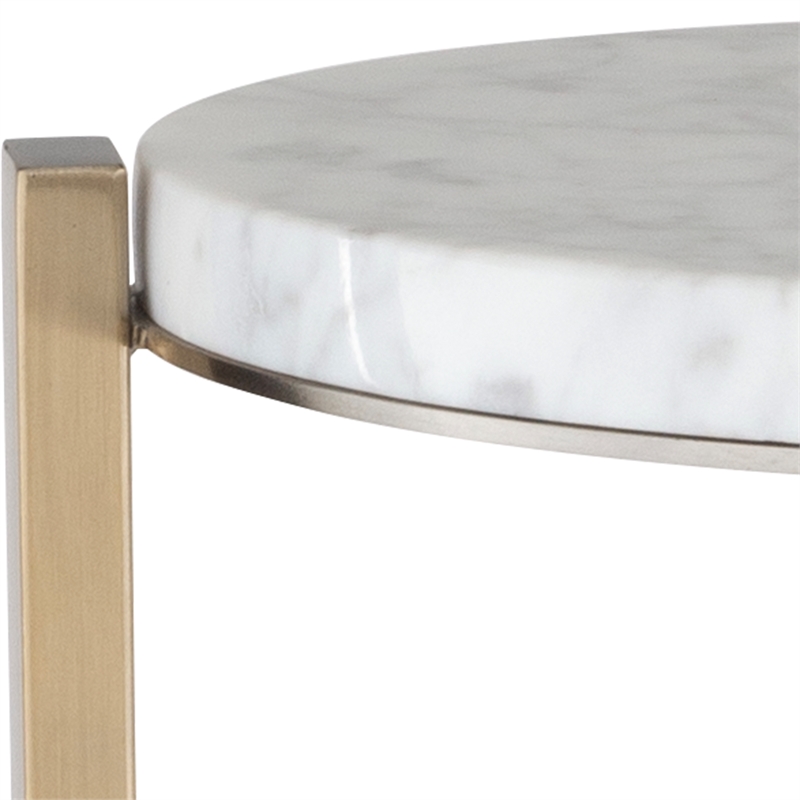 Uttermost Pietra Carrara Marble Drink Table in Antique Brass