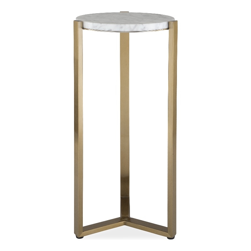 Uttermost Pietra Carrara Marble Drink Table in Antique Brass