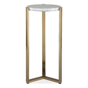 Uttermost Pietra Carrara Marble Drink Table in Antique Brass