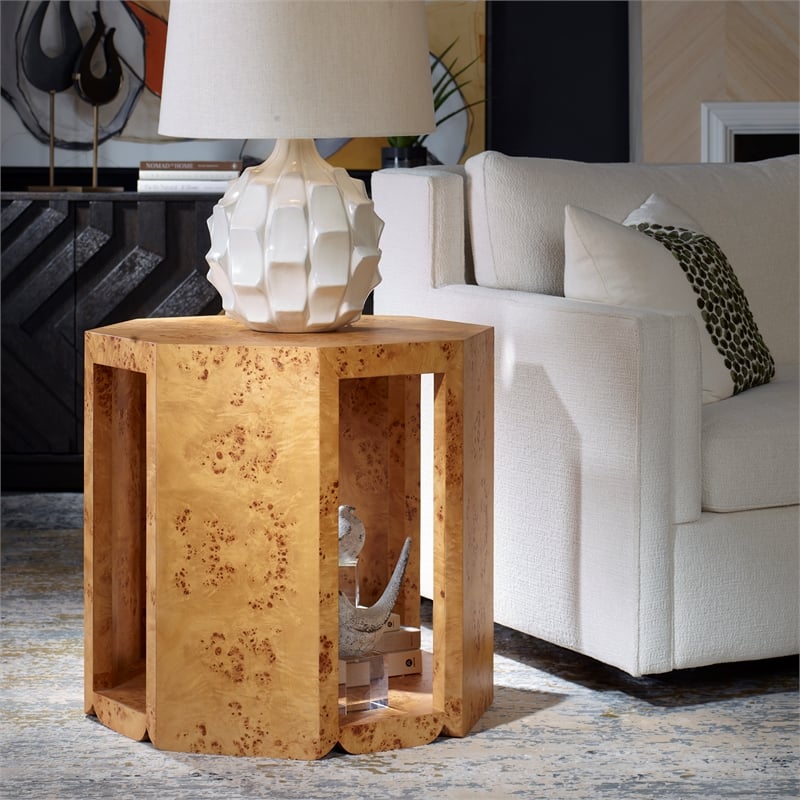 Uttermost Indus Burl Side Table in Brown