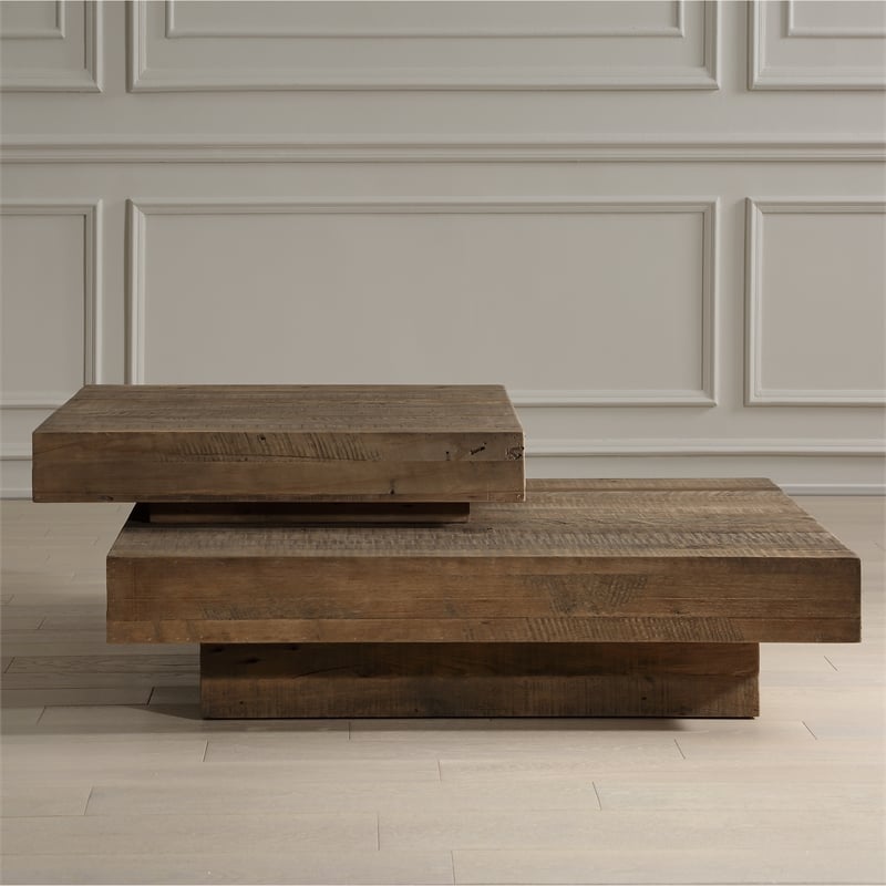 Uttermost Rustic Planes Modern Coffee Table in Oak