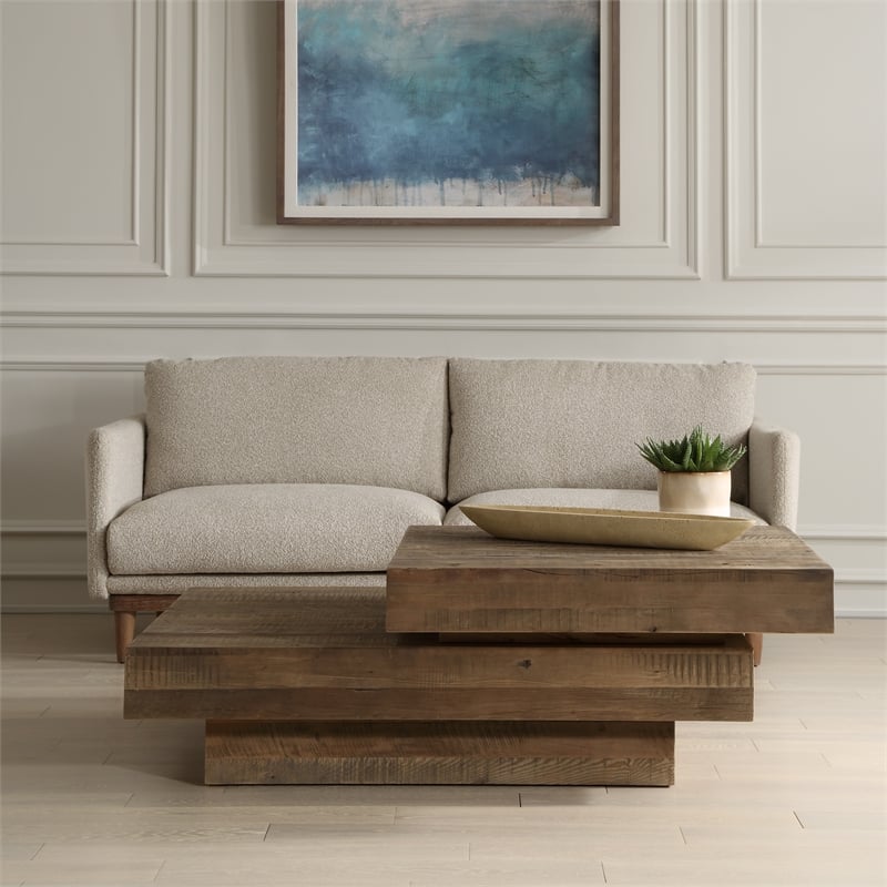 Uttermost Rustic Planes Modern Coffee Table in Oak