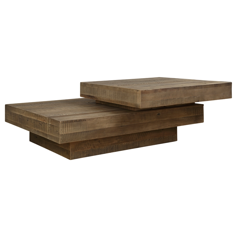 Uttermost Rustic Planes Modern Coffee Table in Oak