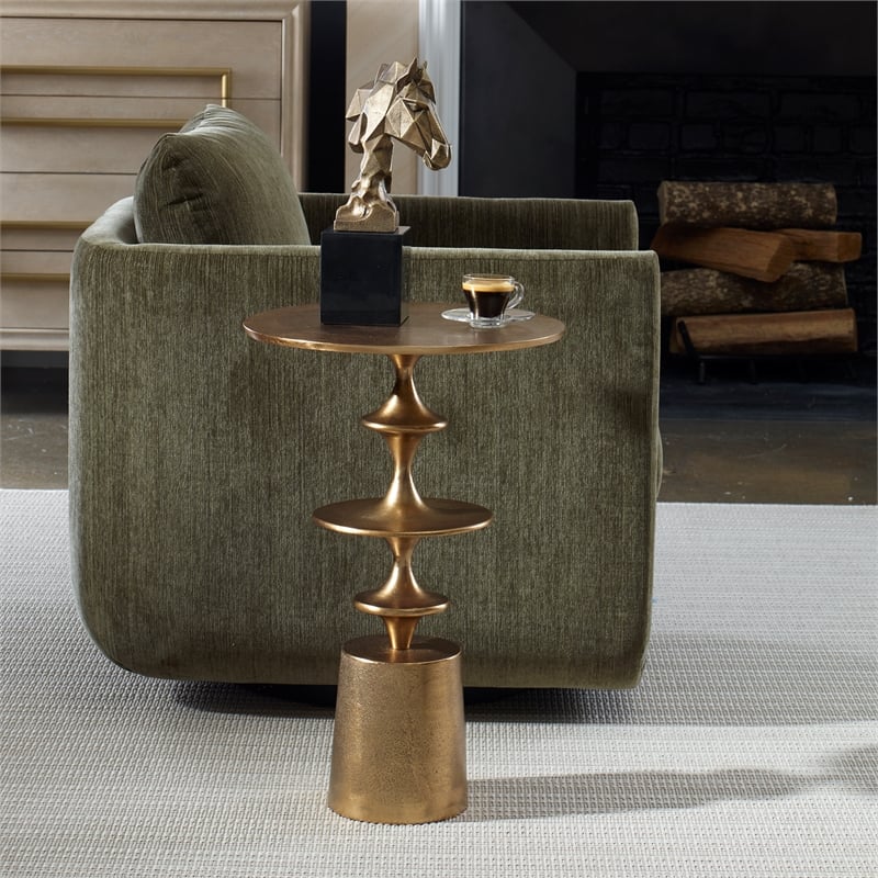 Uttermost Flight Antique Brass Accent Table