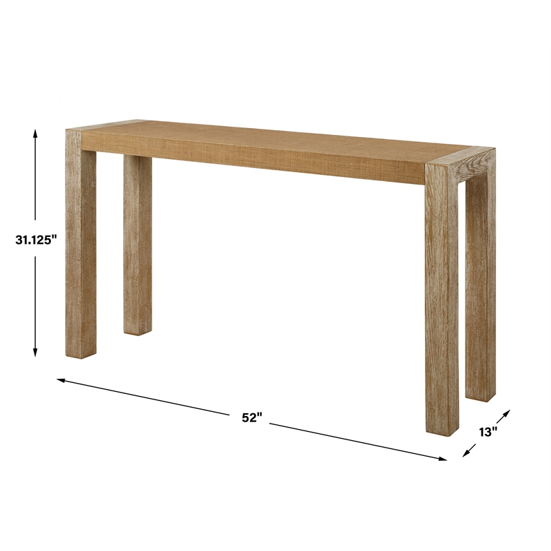 Uttermost Bentley Grasscloth Console Table in Oak