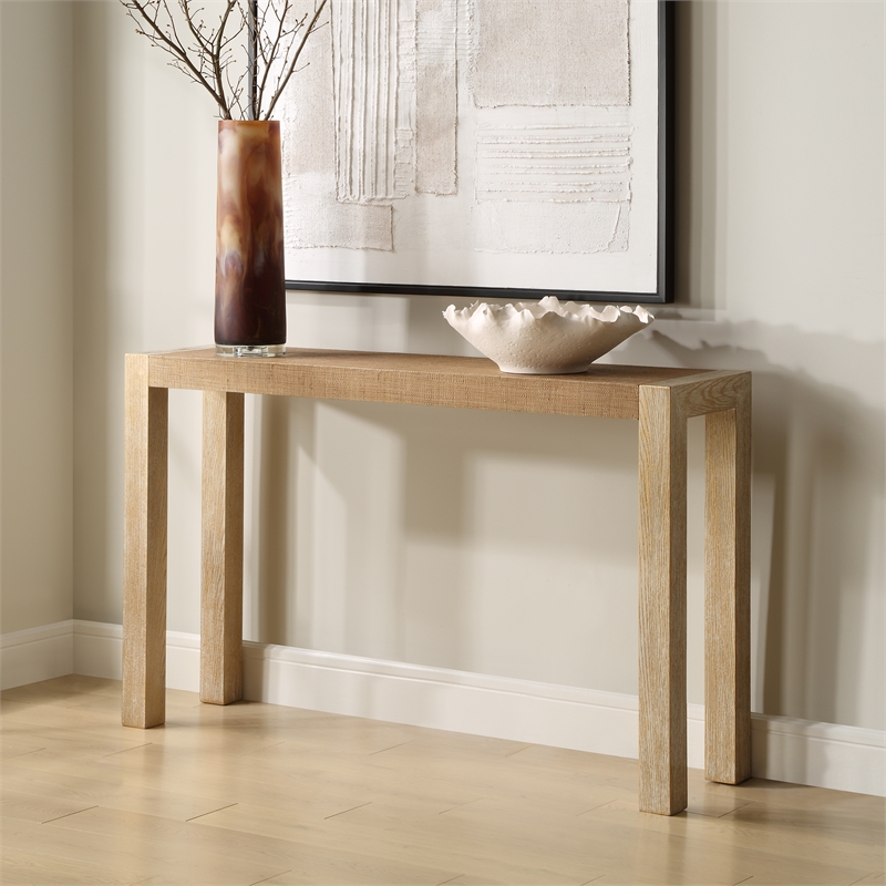 Uttermost Bentley Grasscloth Console Table in Oak