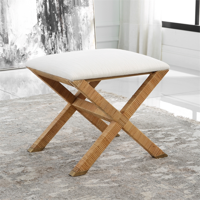 Uttermost St. Tropez Rattan Small Bench in Brown