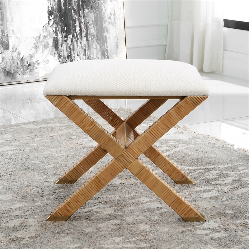 Uttermost St. Tropez Rattan Small Bench in Brown