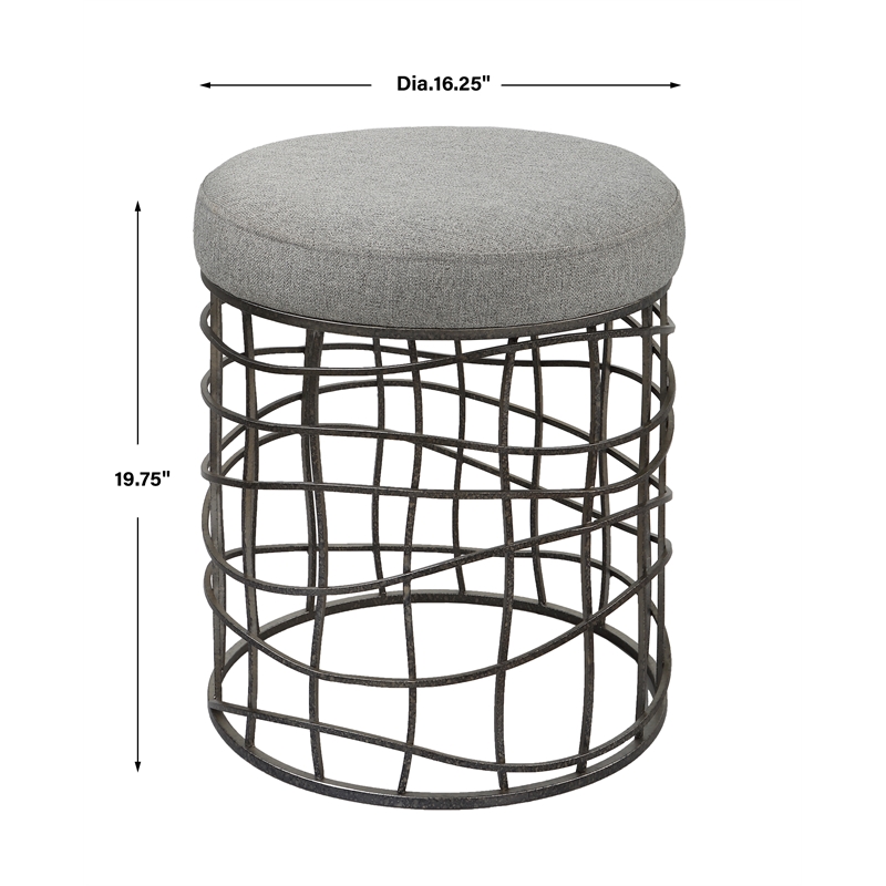Uttermost Carnival Iron Round Accent Stool in Gray