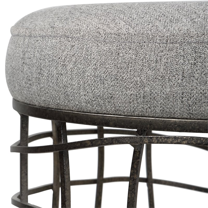 Uttermost Carnival Iron Round Accent Stool in Gray