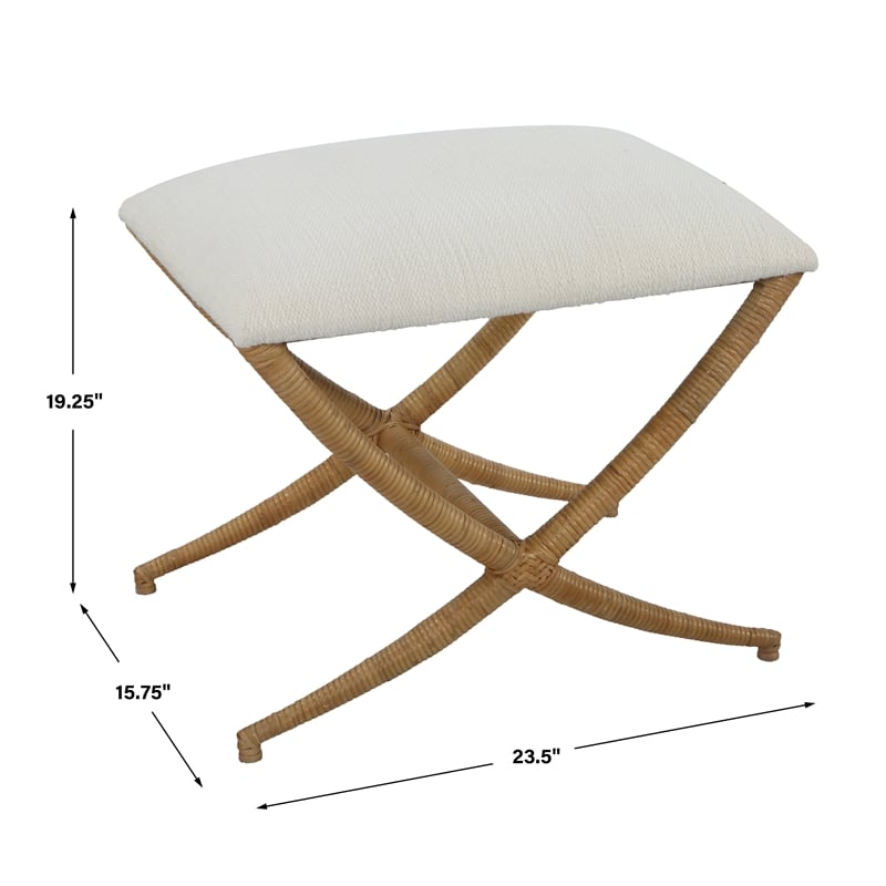 Uttermost Expedition White Fabric Small Bench